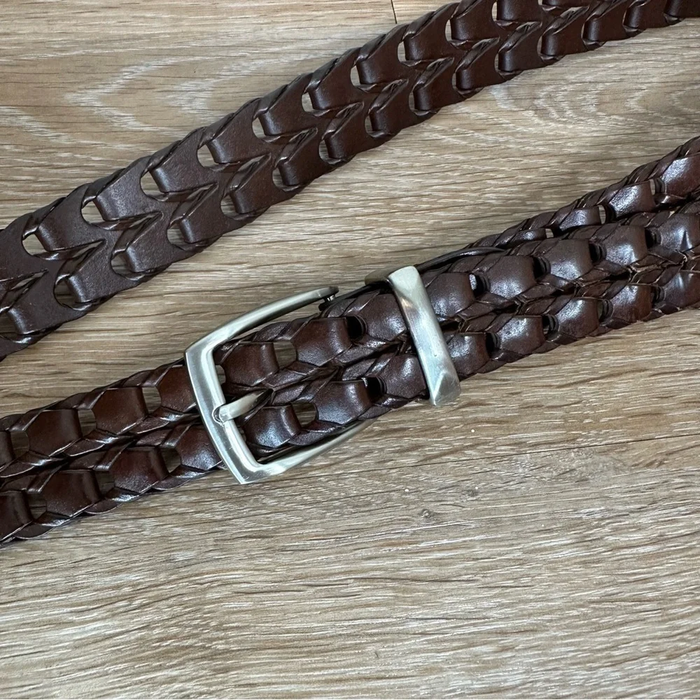 Haggar Men’s Braided Bonded Leather Rich Brown Belt, Size 36